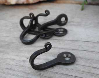 Horseshoe Nail Kitchen Hooks, 5 pack of Rustic Hooks (5-#6X1" screws included), Cast Iron Pan Hooks, Rustic Farmhouse Medium Jewelry Hooks