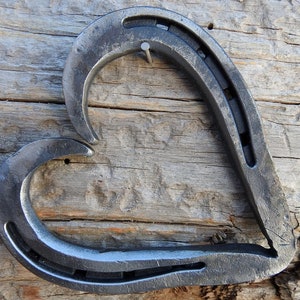 Hand Forged Large Rustic Horseshoe Heart, 4 1/2 inches by 4 1/2 inches, Valentine's Gift for Her, Gift for Wife, Rustic Wedding Gift image 1