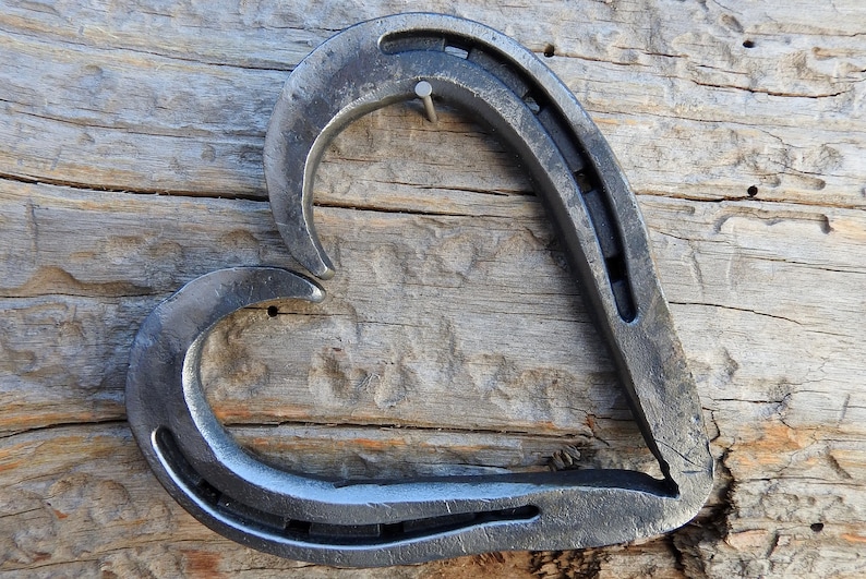 Hand Forged Large Rustic Horseshoe Heart, 4 1/2 inches by 4 1/2 inches, Valentine's Gift for Her, Gift for Wife, Rustic Wedding Gift image 1