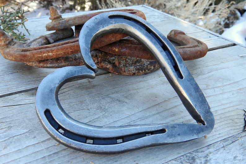 Hand Forged Large Rustic Horseshoe Heart, 4 1/2 inches by 4 1/2 inches, Valentine's Gift for Her, Gift for Wife, Rustic Wedding Gift image 4