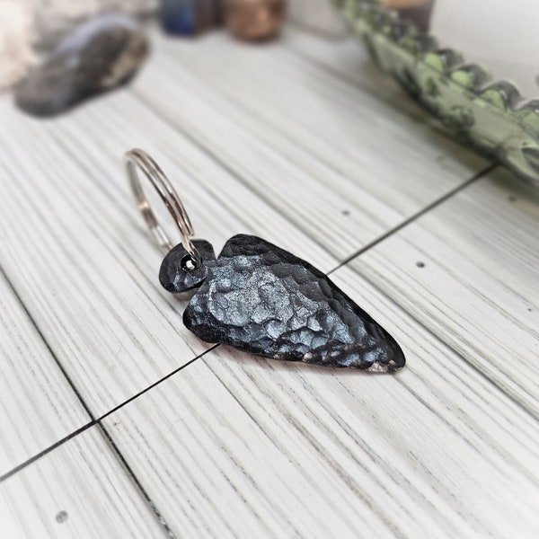 Handforged Primitive Metal Arrowhead Keychain, Gift for Him, Gift for Her, Neolithic Arrowhead, Gift for Outdoorsman, Christmas Gift, Viking