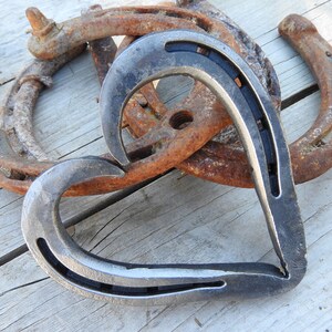 Hand Forged Large Rustic Horseshoe Heart, 4 1/2 inches by 4 1/2 inches, Valentine's Gift for Her, Gift for Wife, Rustic Wedding Gift image 5