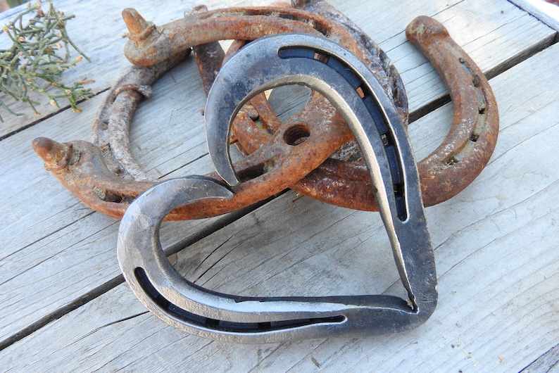 Hand Forged Large Rustic Horseshoe Heart, 4 1/2 inches by 4 1/2 inches, Valentine's Gift for Her, Gift for Wife, Rustic Wedding Gift image 5