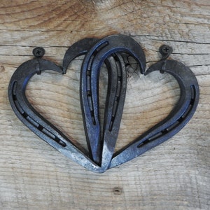 Hand Forged Linked Large Horseshoe Hearts, Rustic Metal Heart, Gift for Horse Lover, Western Decor, Wedding Gift, Christmas Gift for Her