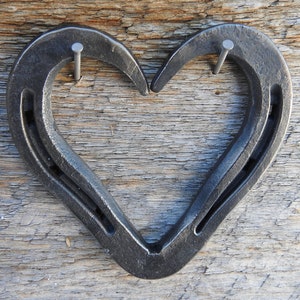 Hand Forged Rustic Small Horseshoe Heart, 3 1/4 inches by 3 1/2 inches, Valentine&#39;s Gift for Her, Gift for Wife, Sister, Rustic Wedding Gift