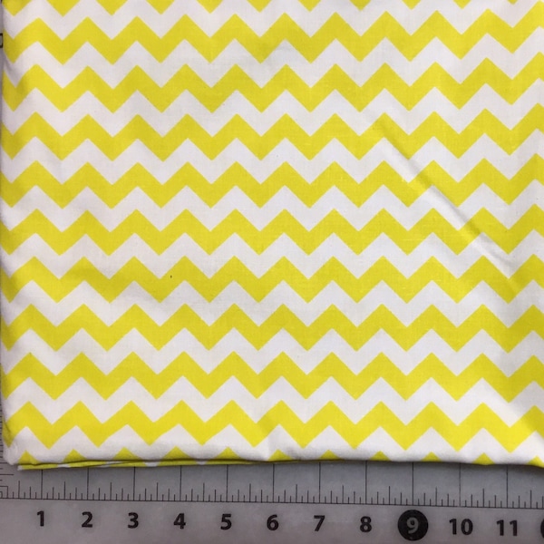 Yellow and White Chevron Cotton fabric from Checker Fabrics