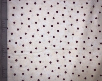 1083-4 Maroon Polka Dots on Cream- Let It Snow Flannel by Pearl Louise Designs for Troy Riverwoods Collection Fabric by the Yard