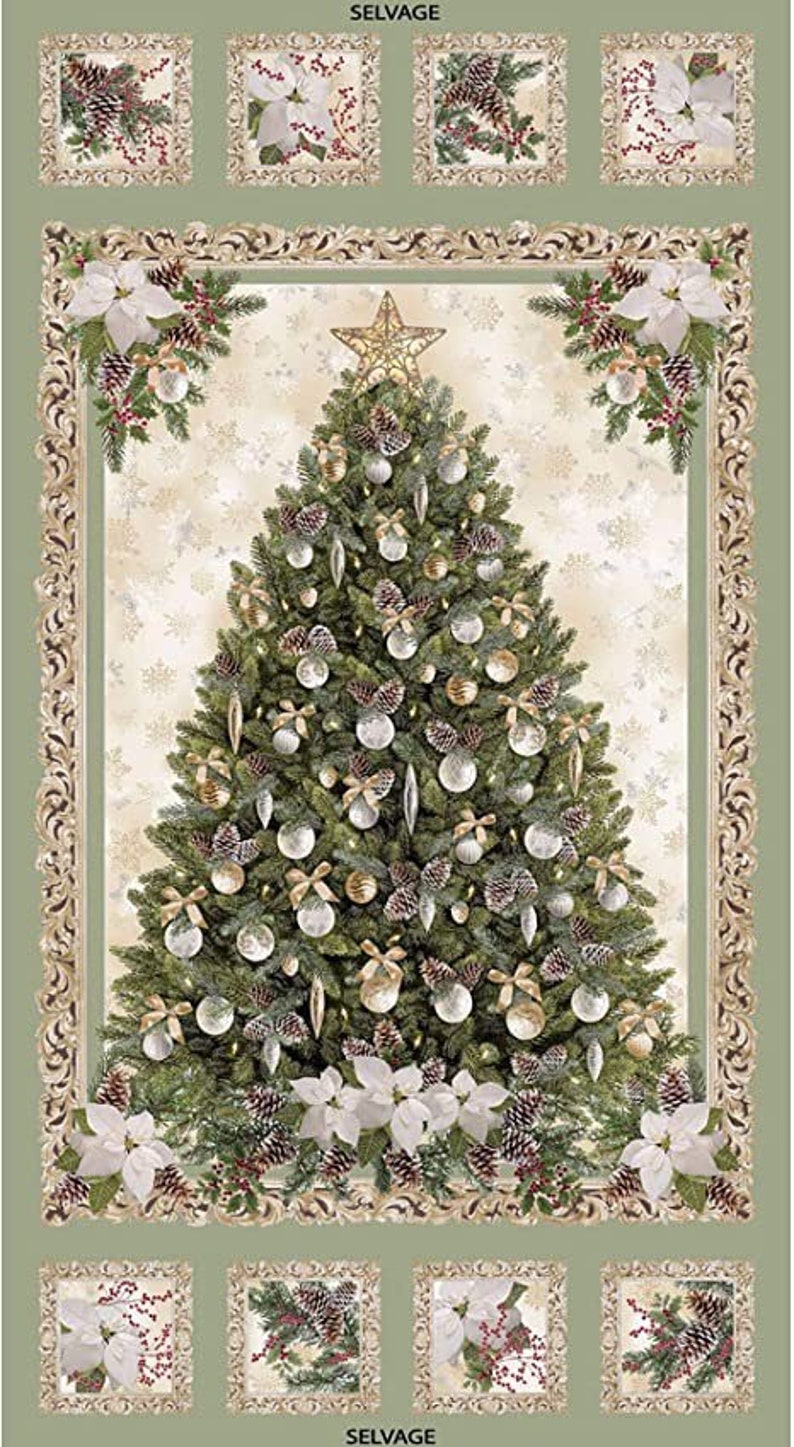 Timeless Treasures Christmas Tree cotton fabric panel Etsy