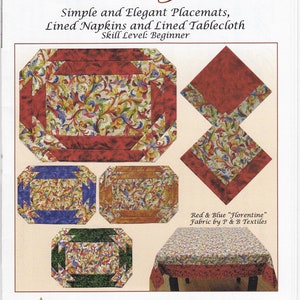 Table Graces (Jean Dunn) Placemats, napkins, and tablecloth pattern - PAPER PATTERN