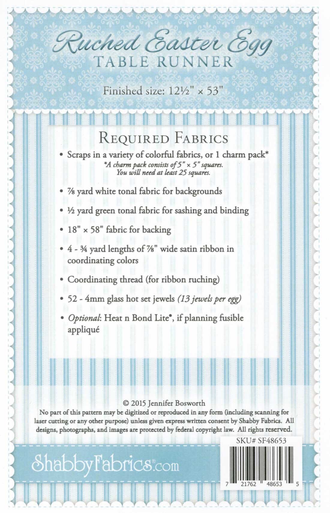 Ruched Easter Egg Table Runner Pattern by Shabby Fabrics - PAPER ...