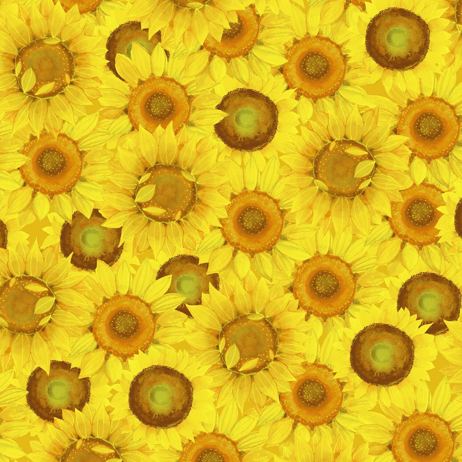 Sunflowers on Light Yellow Cotton Fabric  David Textiles – Colorado  Creations Quilting