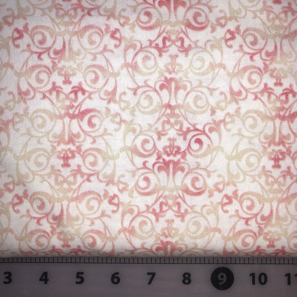 Creme Scroll Print 9229-44 from Love In Bloom by Fresh Designs for Henry Glass and Co. Cotton Fabric