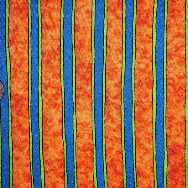 806-3 Orange blue and green Stripe "From A-Z" from Troy Riverwoods Collection Cotton Fabric