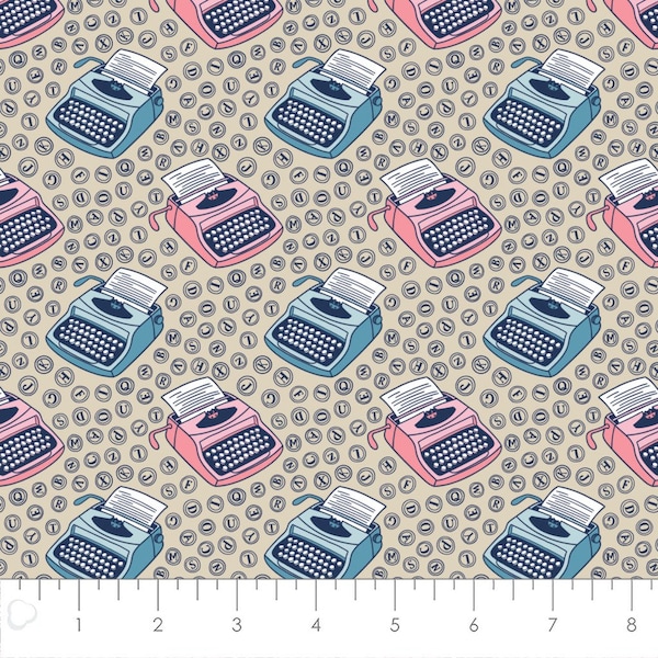 Typewriters in Cream 21190526-03 Literary Collection from Camelot Fabrics - Cotton Fabric
