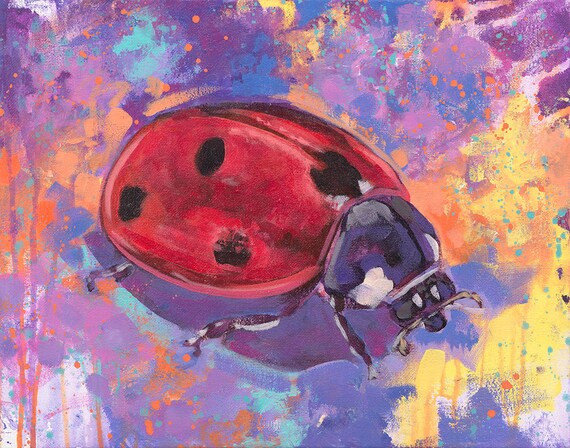 Pretty Ladybug Print of Acrylic Painting of A Ladybug by | Etsy