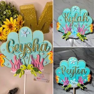 Under the Sea / 3D Cake Topper / Toppers / Celebraciones / Pastel / Torta/ Cumpleaños / Tortugas.