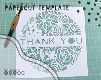 Thank you floral design - Papercutting template for personal use only | PDF, SVG & PNG