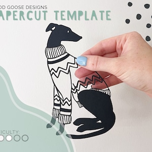Levriero in maglione / Maglione per cani / Modello di taglio della carta solo per uso personale / PDF, PNG e SVG
