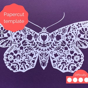 Folk art butterfly design | Papercutting template for personal use only | PDF, PNG & SVG
