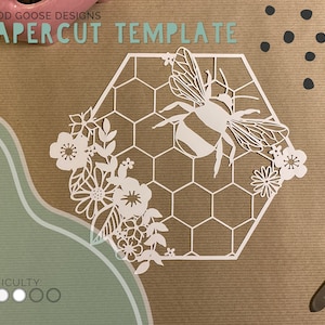 Bee and honeycomb - Papercutting template for personal use only | PDF, SVG, PNG