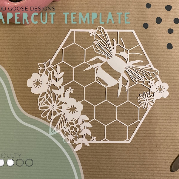 Bee and honeycomb - Papercutting template for personal use only | PDF, SVG, PNG