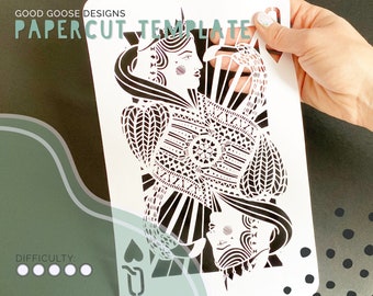 Queen of Hearts - Papercutting template for personal use only | PDF, SVG and PNG files