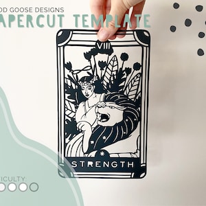 Tarot card VIII Strength -  Papercutting template for personal use only | PDF, png & SVG