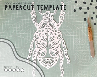 Folk art beetle | Papercutting template for personal use | PDF, SVG & PNG