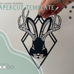 Jackalope mythical creature - Papercutting template for personal use only | PDF, PNG & SVG