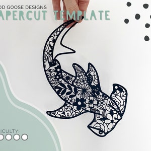 Modelo de corte de papel floral tubarão-martelo | Para uso pessoal | PDF, SVG e PNG