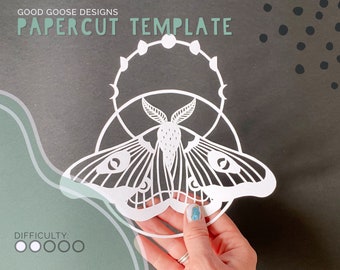 Lunar moth - Papercutting template for personal use only | PDF, PNG & SVG