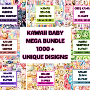 Kawaii Clip Art Mega Bundle: Over 1,000 Cute Kawaii Clip Art Images | Kawaii Food | Kawaii Sweets | Kawaii Animals