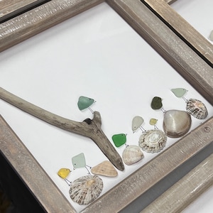 Cornish Shell Art, Sea Glass Art, Sea Pottery, Heart, Wedding, Handmade in Cornwall, Sea Birds, Cornish Gifts