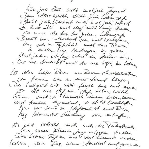 Gedicht "Stufen" von Hermann Hesse - Kunstdruck einer Original Tuscheschrift von mir