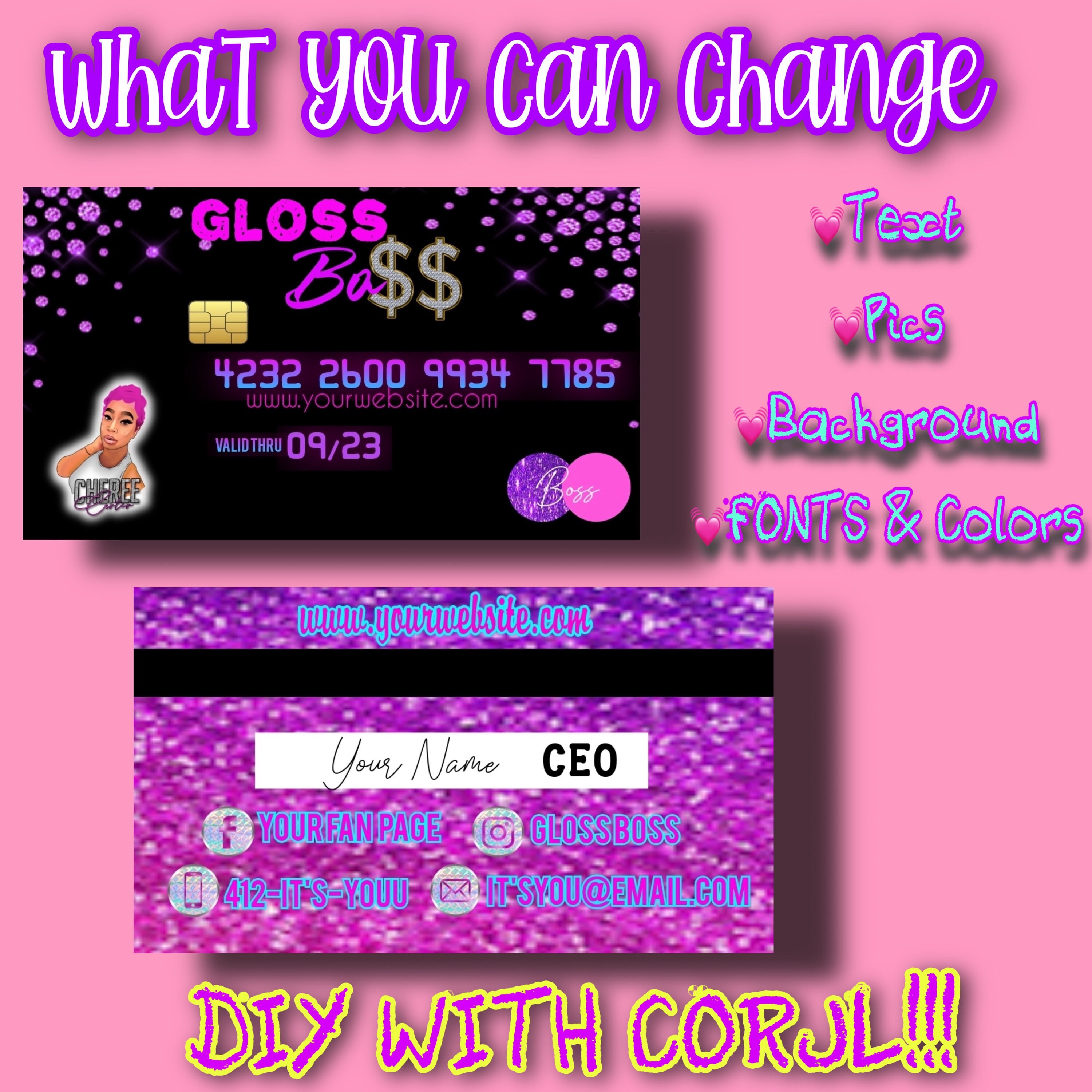 DIY Debit Lip Gloss Business Cards Etsy