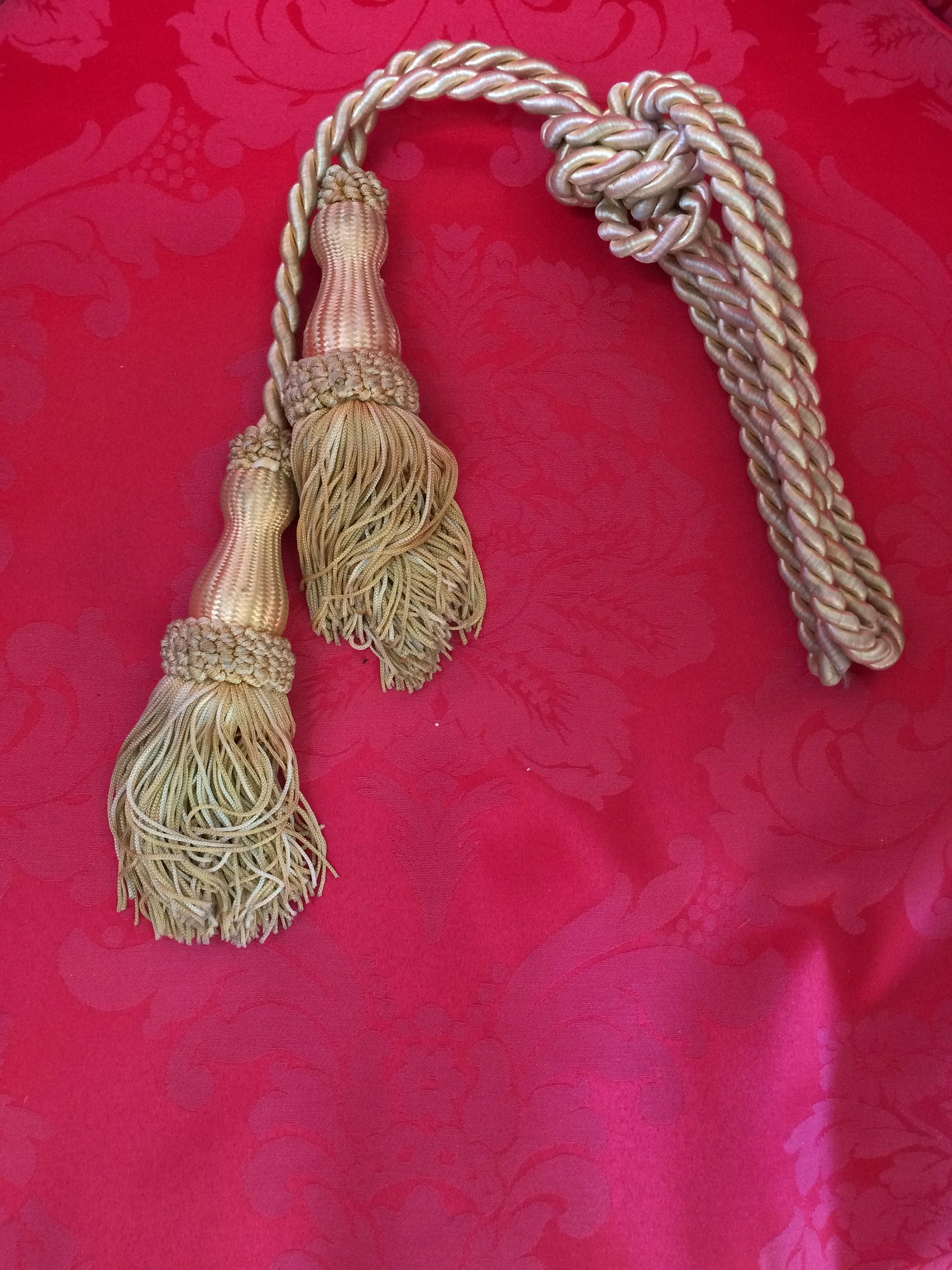 Gold Cream Light Gold Tassel Tiebacks Vintage Français Passementerie