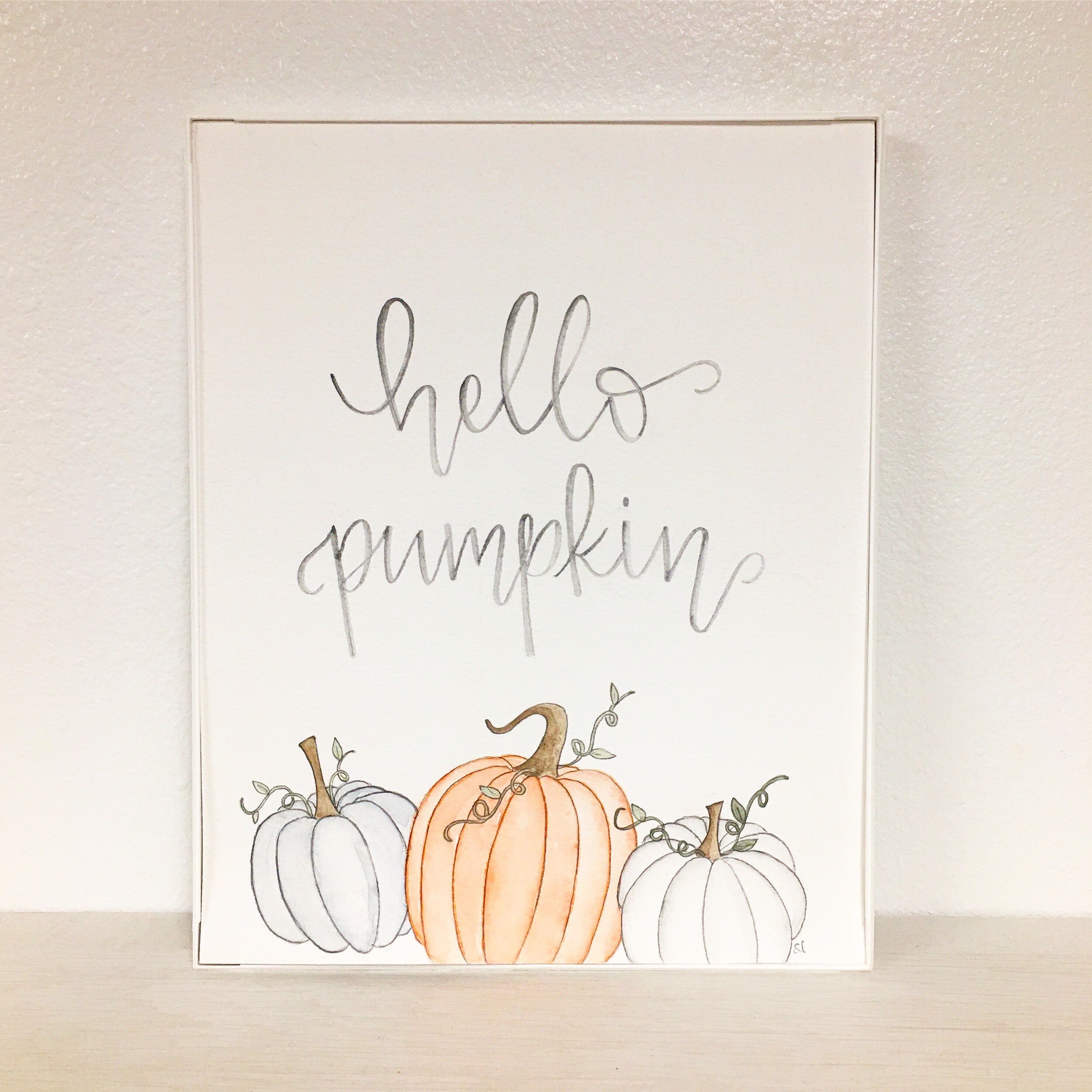 Hello Pumpkin Fall Art Pumpkin Wall Art Minimalist Fall Etsy