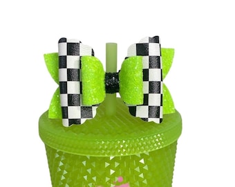 Yellow Green Straw BowTopper, Chartreuse Bow Topper, Stanley Cup Accessories, Simple Modern Topper, Stanley Neon Bow Straw Topper, Bows