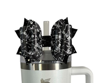 Skeleton Straw Bow Topper, Halloween Straw Bow Topper, Simple Modern Straw Topper, Starbucks Straw Topper, Bows for Stanley Cup