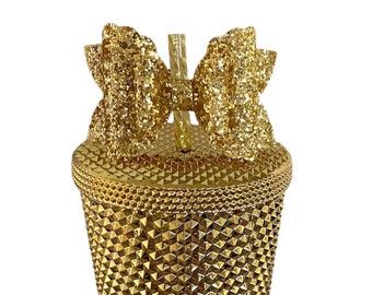 Stanley Gold Shamrock Straw Bow Topper, Stanley Cup Accessories, Bow Straw Topper for Gold Studded Tumbler Cup, Bows for Cups