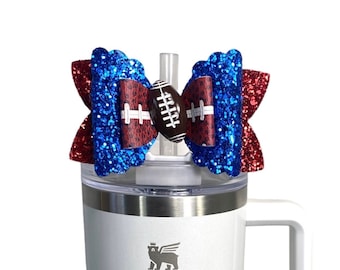 Red Blue Football Straw Topper, Bow Straw Topper, Stanley Straw Topper, Simple Modern Straw Topper, Starbucks Straw Topper, Bows for Tumbler