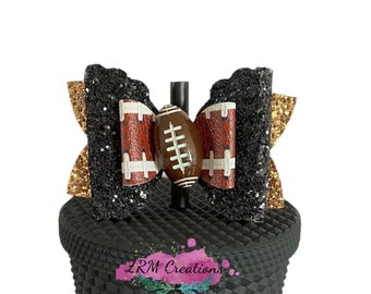 Football Stanley Tumbler Straw Bow Topper, Stanley Cup Accessories, Bows for Tumbler, Stanley Tumbler Bow Topper, Starbucks Football Bow