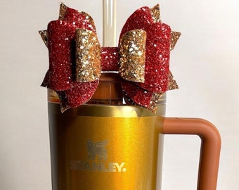 Stanley Copper Tinsel Country Gold Bow Topper, Stanley Gilded Pomegranate Accessories, Tumbler Cup Accessories, Simple Modern Bows
