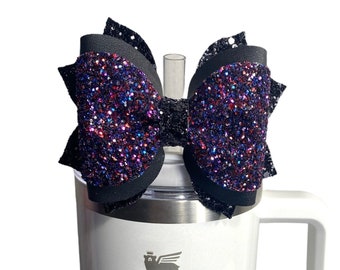 Black Purple Straw Bow Topper, Stanley Chroma Bow, Simple Modern Bow Topper, Stanley Cup Accessories, Bows for Starbucks Cups