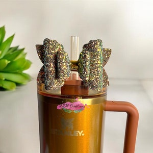 Stanley Copper Tinsel Accessories, Stanley Tumbler Bow Glitter Straw Topper, Stanley Cup Accessories, Bows for Tumbler, Simple Modern Topper