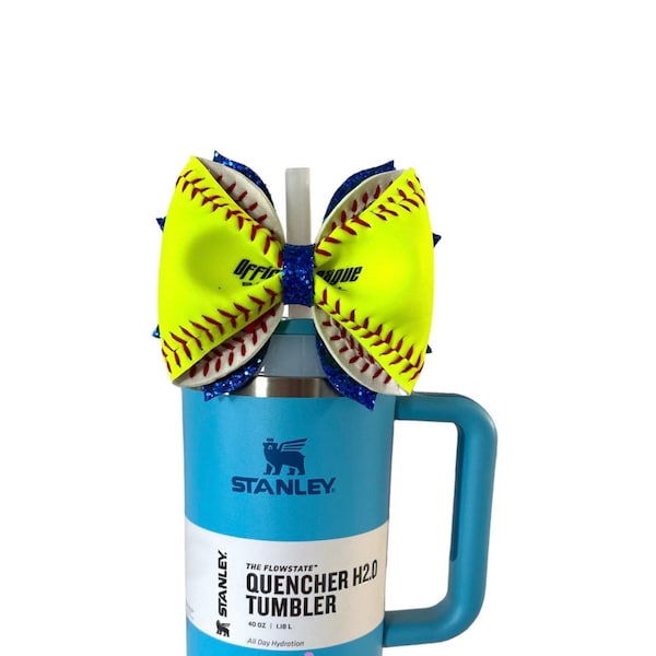 Softball Straw Topper, Softball Bow Straw Topper, Stanley Straw Topper, Starbucks Straw Topper, Bows for Tumblers, Softball Mom Gift Ideas