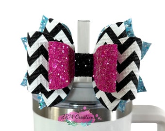 Black White Barbie 1959 Stanley Bow Straw Topper, Stanley Cup Accessories, Simple Modern Bow Topper, Starbucks Straw Topper, Bows for Cups