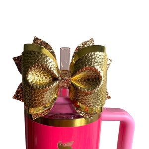 Gold Bow Straw Topper, Christmas Straw Topper for Stanley Pink Parade Cup, Starbucks Straw Topper, Simple Modern Straw Topper, Bows for Cups