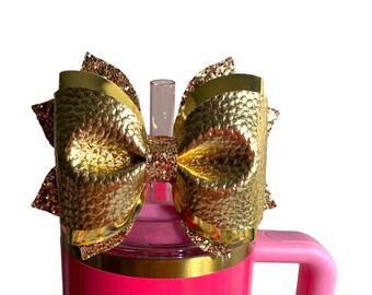 Gold Bow Straw Topper, Christmas Straw Topper for Stanley Pink Parade Cup, Starbucks Straw Topper, Simple Modern Straw Topper, Bows for Cups