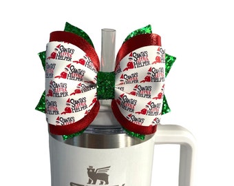 Christmas Elf Bow Straw Topper, Stanley Christmas Topper, Simple Modern Straw Topper, Starbucks Straw Topper, Stanley Mistletoe Twist Bows